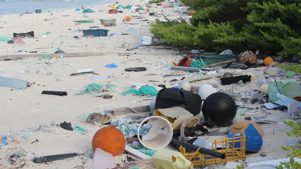 Strand von Henderson Island voller Plastikmüll, Foto: Jennifer Lavers